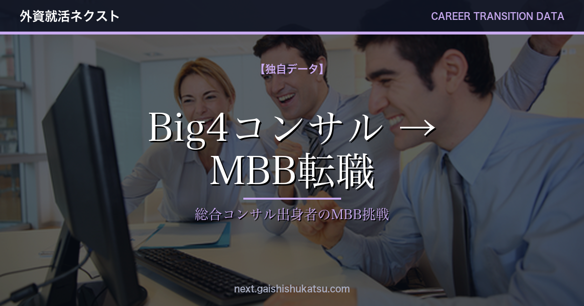 【独自データ】Big4コンサル → MBB転職は本当に可能か？｜エントリーデータで検証するBig4・総合コンサル出身者のキャリア動線（2026年5/12更新）